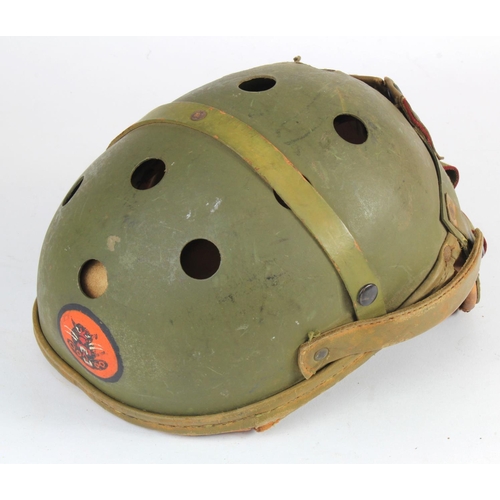 1069 - WW2 US Rawlings Tank Helmet with Hand Painted Tank Destroyer Badge. Size 7.