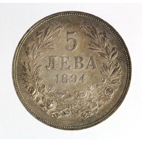 1232 - Bulgaria silver 5 Leva 1894, KM# 18, aEF