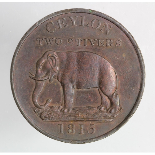 1235 - Ceylon, George III copper 2 Stivers, KM# 82.1, GVF