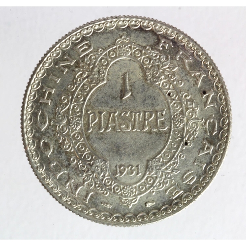 1253 - French Indo-China silver 1 Piastre 1931, KM# 19, lightly toned UNC