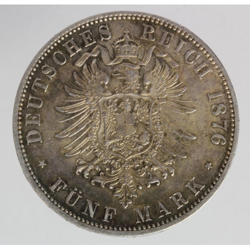 1257 - German States, Hamburg 5 Mark 1876J (KM# 598) EF