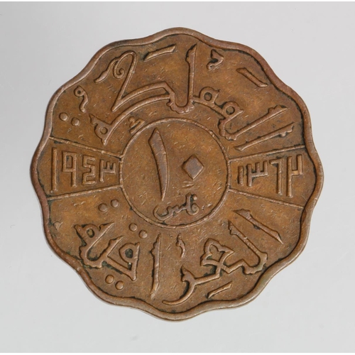 1284 - Iraq copper 10 Fils 1943 scarce, aVF