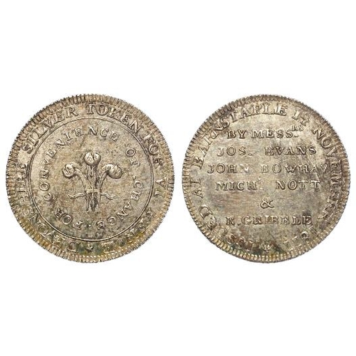 1819 - Token, 19thC: Barnstaple, Evans, Bowhay, Nott and Gribble silver Sixpence 1811, Devon No. 15, lightl... 