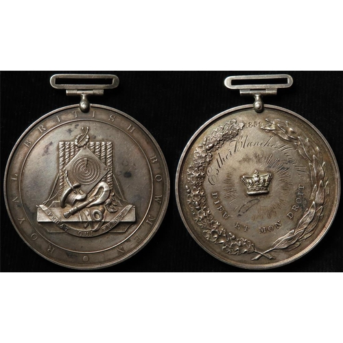 1829 - Victorian Archery Medal, silver d.51mm: Royal British Bowmen / Dieu et Mon Droit, named to Esther Bl... 