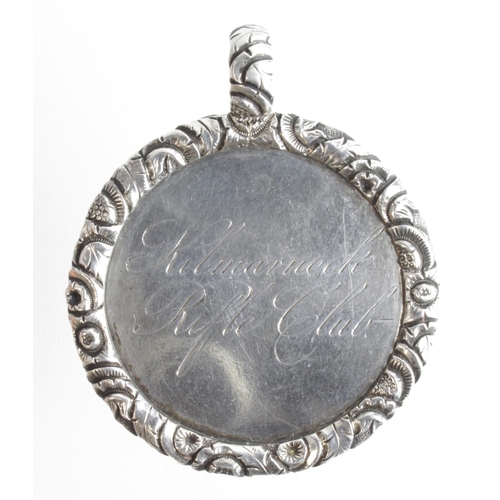 1830 - Victorian Scottish Kilmarnock Rifle Club unmarked silver medal (not dated). Weighs 27gms approx.