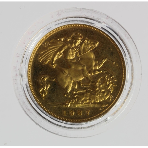 1920 - Half Sovereign 1937 Proof aFDC in a hard plastic capsule