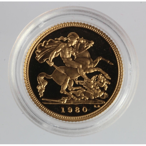 1926 - Half Sovereign 1980 Proof FDC in a hard plastic capsule