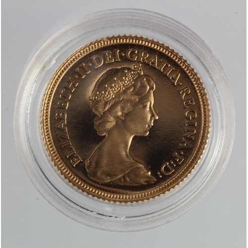 1927 - Half Sovereign 1982 Proof FDC in a hard plastic capsule