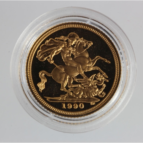 1935 - Half Sovereign 1990 Proof FDC in a hard plastic capsule