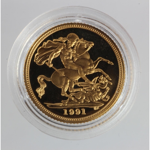 1936 - Half Sovereign 1991 Proof FDC in a hard plastic capsule