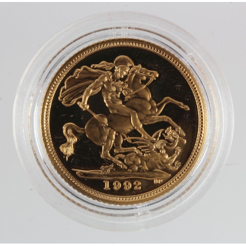 1937 - Half Sovereign 1992 Proof FDC in a hard plastic capsule