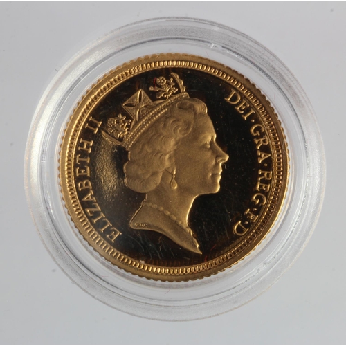 1938 - Half Sovereign 1993 Proof FDC in a hard plastic capsule