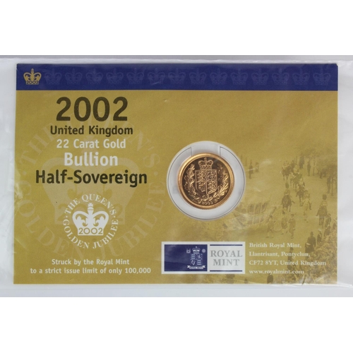 1949 - Half Sovereign 2002 BU in the Royal Mint card