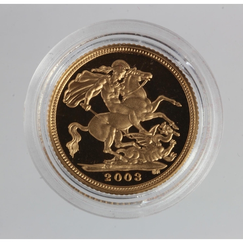 1953 - Half Sovereign 2003 Proof FDC in a hard plastic capsule