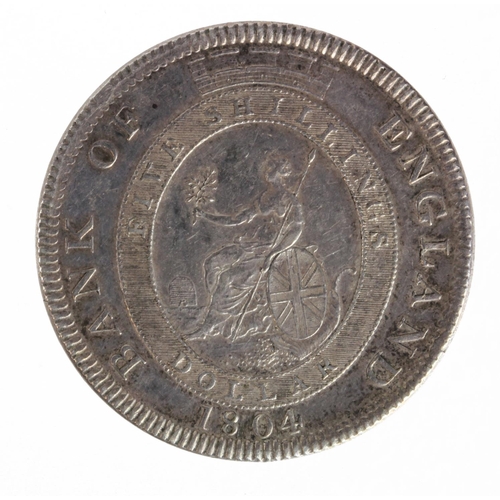 2151 - Dollar 1804, Bank of England, top leaf to left of E, upright K to left of shield, S.3768, VF