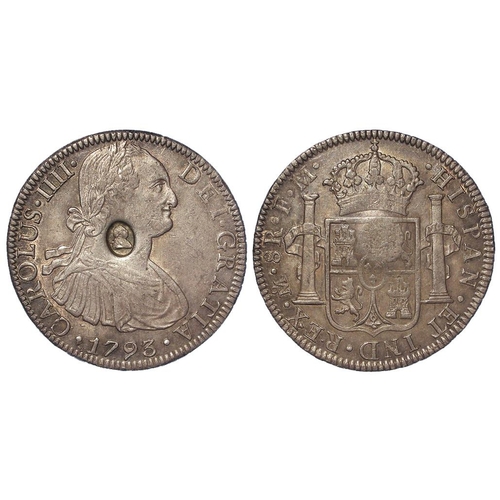 2153 - Dollar, George III oval countermark on a Mexico 8 Reales 1793 Mo FM, S.3765A, lightly toned EF