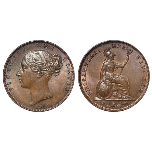 2195 - Farthing 1849 GEF with a trace of lustre