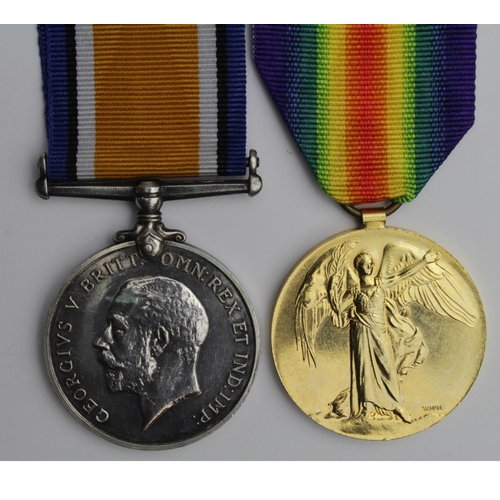 239 - BWM & Victory Medal to 4-5914 Pte J Burkett Durham L.I. (Victory Medal a named modern copy). Killed ... 