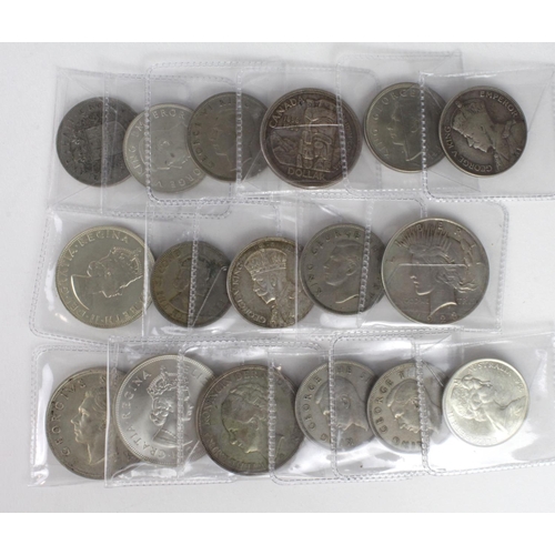 2620 - World Coins (17) silver and cupro-nickel, 20thC 'halfcrown' to crown-size, mixed grade including hig... 