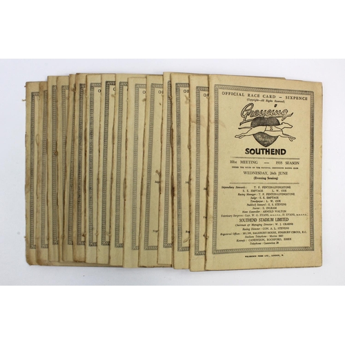 2707 - Greyhound Race Cards - Southend 1934-1945.  (19)