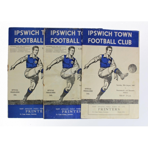 2712 - Ipswich Town 1949 season v Bournemouth and Boscombe 20 August, v Watford 3 Sept, and v Norwich 10 Se... 