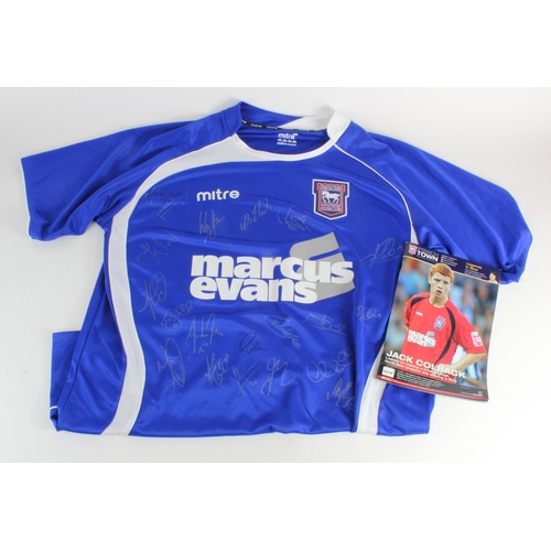 2717 - Ipswich Town FC Marcus Evans mitre shirt with 19 signatures, plus a 2009 programme