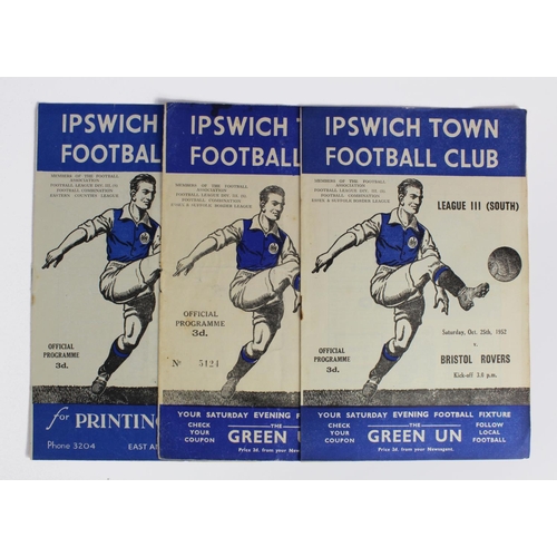 2723 - Ipswich Town home games v Reading 21/11/1953 FA Cup 1st Rnd, v Bristol Rovers 25 Oct 1952, v Swindon... 