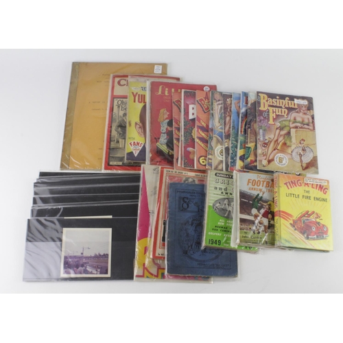 2761 - Small box of ephemera, A Basinful of Fun mags.[12] plus 20 other items, plus photos of Foxhall Stadi... 