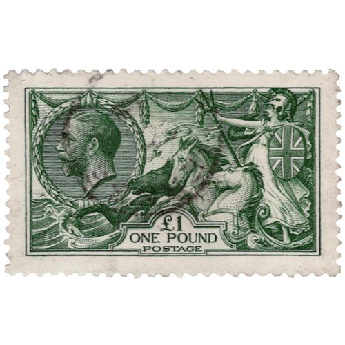 2820 - GB - KGV 1913 £1 green SG403 VFU with light thimble cds pmk. Superb appearance, cat £1600