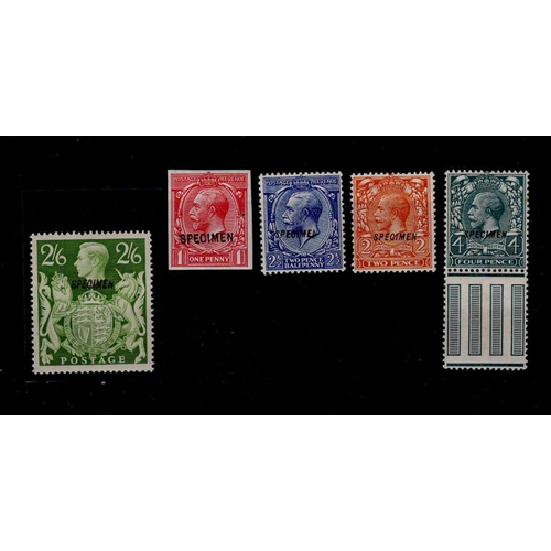 2821 - GB - KGV and KGVI Specimen overprints, various GV wmks, 4d with thin. KGVI 2/6 cat £300.  All UM.  (... 