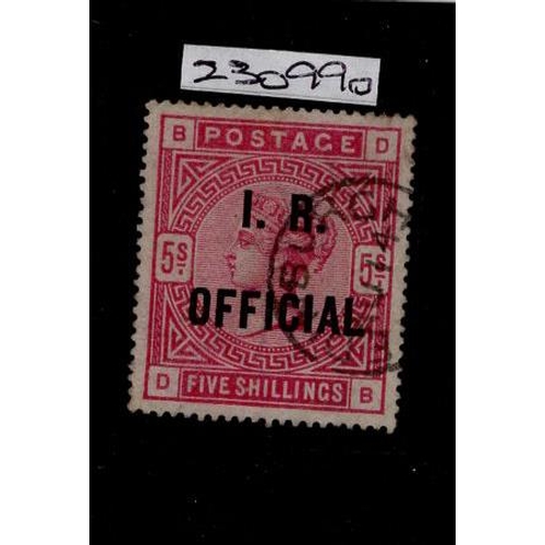 2874 - GB Inland Revenue IR Official 5s stamp, used, SG.O9, with Edinburgh CDS postmark, cat £2500. Accompa... 