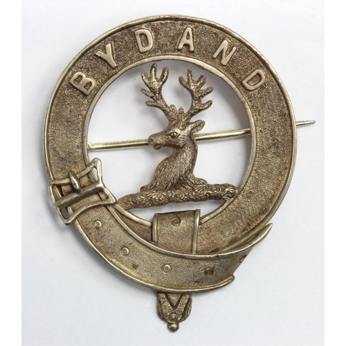 293 - Clan Brooch - Gordon Highlanders, good quality example, reverse stamped 'Silver'.  (59mm diameter)