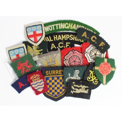 294 - Cloth Badges: A.C.F. (Army Cadet Force) mostly embroidered felt formation signs and shoulder title b... 