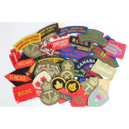 296 - Cloth Badges: Canadian Army formation signs and shoulder title badges WW2 and later printed and embr... 