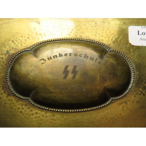 1079 - WW2 Waffen SS Junkerschule Engraved Brass Ornate Box.