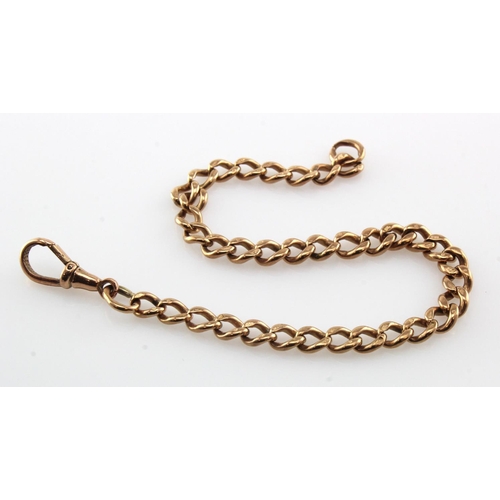 498 - 9ct gold pokcet watch chain made into a bracelet, approx 21.5cm in length, weight 13.3g