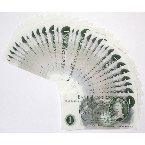 72 - Fforde 1 Pound (32), in two consecutively numbered runs, serial numbers E59Z 804006 - E59Z 804018 an... 