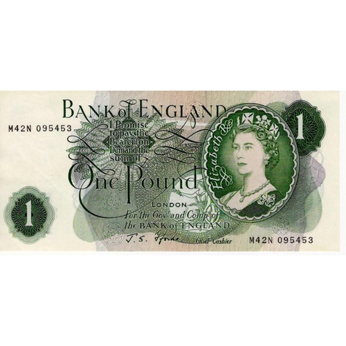 76 - Fforde 1 Pound issued 1967, scarce LAST RUN REPLACEMENT note, serial M42N 095453, (B304, Pick373c) l... 