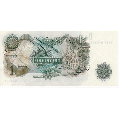 78 - Fforde 1 Pound issued 1967, very rare FIRST RUN REPLACEMENT note, serial M09R 944201, a consecutivel... 