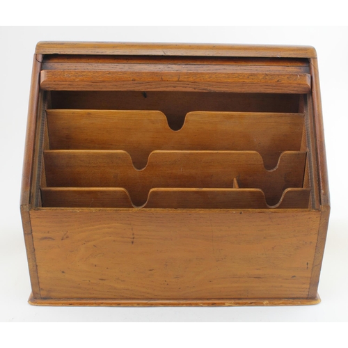 416 - Oak desk stationary box with roll top lid, circa late 19th to early 20th Century, height 26.5cm, wid... 