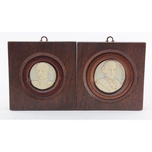 420 - Pair of portrait plaques, circa late 19th Century, depicting Peter III & Menschikow, 45mm x 50mm app... 