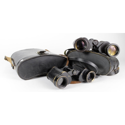 430 - Three pairs of binoculars, comprising a Russian pair (marked 5NU2.12.40), a No. 2 MK1. wartime pair ... 