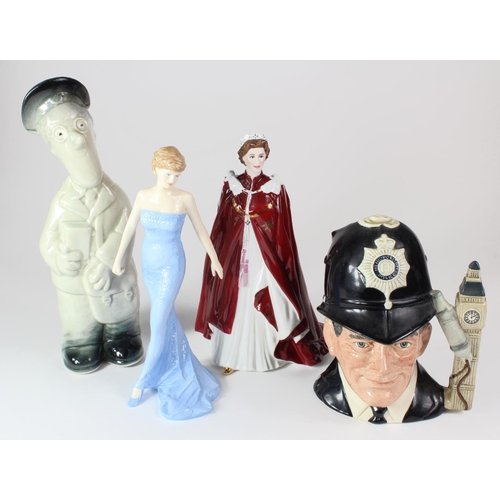 431 - Three Royal Doulton / Worcester pieces, comprising Royal Doulton character jug 'The London Bobby D67... 