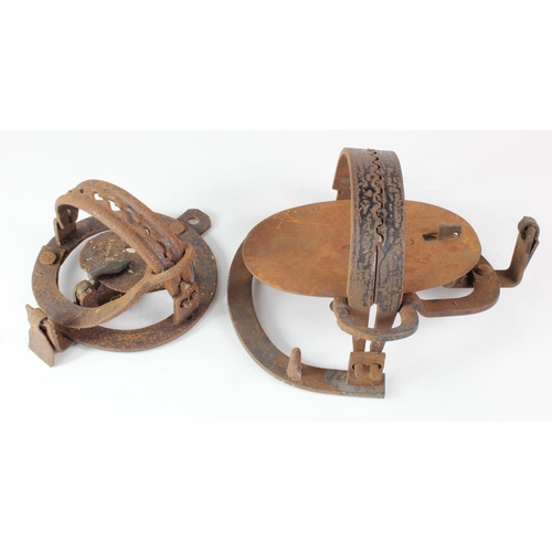 433 - Two iron animal traps, circa 19th Century, diameter 16cm & 11cm approx.