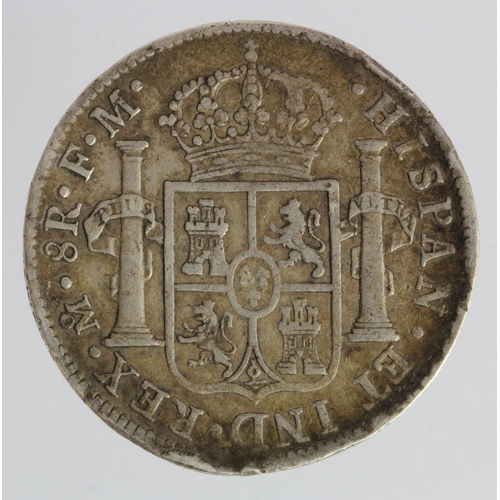 1003 - Spanish Mexico silver 8 Reales 1798 Mo FM, toned GF, edge knock.