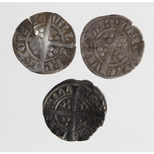 101 - Edward I Bristol silver halfpennies (3): Class 3 F, ditto with a crack, and Class 4c S.1439 toned GF... 