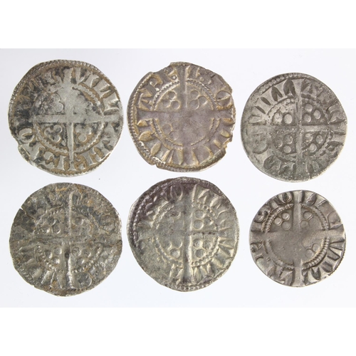 104 - Edward I Bristol silver pennies (6): Classes unidentified, VG to GF with tickets.