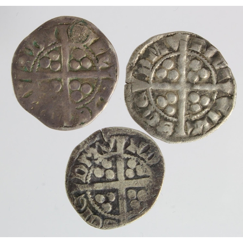 105 - Edward I Bury St Edmunds silver pennies (3): Class 10a/b5 F, plugged, Class 10cf5nVF, and S.1418 VG,... 