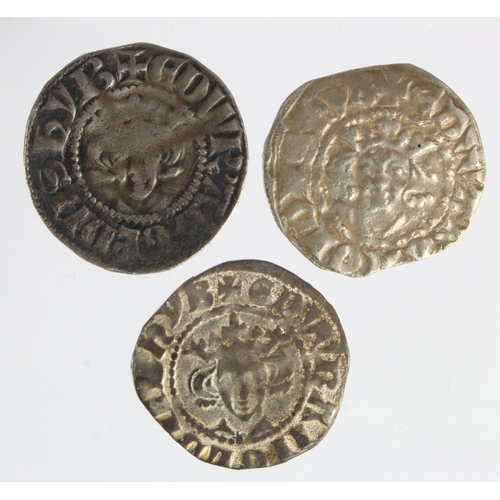 106 - Edward I Bury St Edmunds silver pennies (3): Class 9b1 off-centre GF, S.1417 toned GF, and another c... 