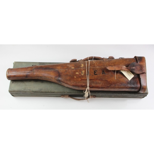 1085 - Cases - leather 'Leg of Mutton' Shot Gun case and a French country made shotgun case.   (2)